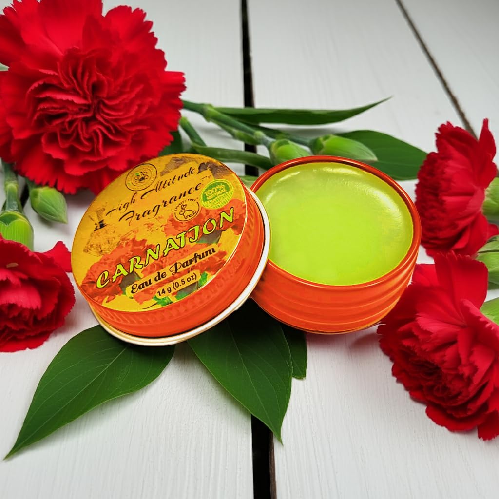 CARNATION Perfume - Eau de Parfum - Solid Balm - Natural Essential Oils Aromatherapy Fragrance (Dianthus Caryophyllus, Lily Fresh Green Floral Spicy Beauty & Personal Care HIGH ALTITUDE ORGANICS