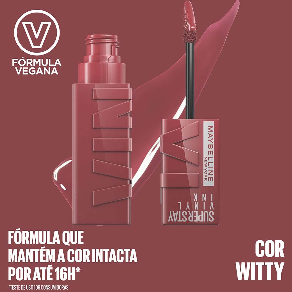 Maybelline Super Stay Vinyl Ink Longwear No-Budge Liquid Lipcolor Makeup, Highly Pigmented Color and Instant Shine, Witty, Mauve Nude Lipstick, 0.14 Beauty & Personal Care MAYBELLINE