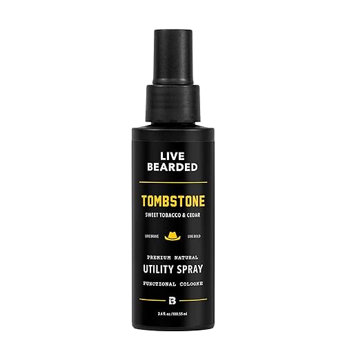 Live Bearded Utility Spray - All Purpose Cologne with Natural Fragrance - Made in the USA - 3.4 fl oz Bottle | Tombstone Scent - Sweet Tobacco, Cedar Beauty & Personal Care Live Bearded