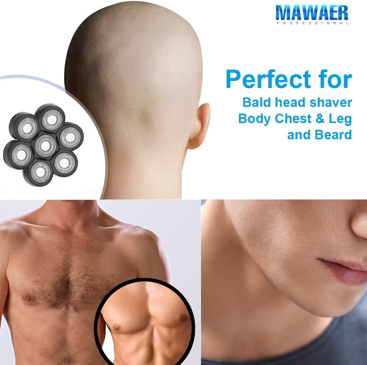 Universal 7 Blades Shaver Replacement Blades Compatible with Most Mainstream Brands Head Shaver Electric Shaver Replacement Head (7 Blue) Beauty and Personal Care MAWAER