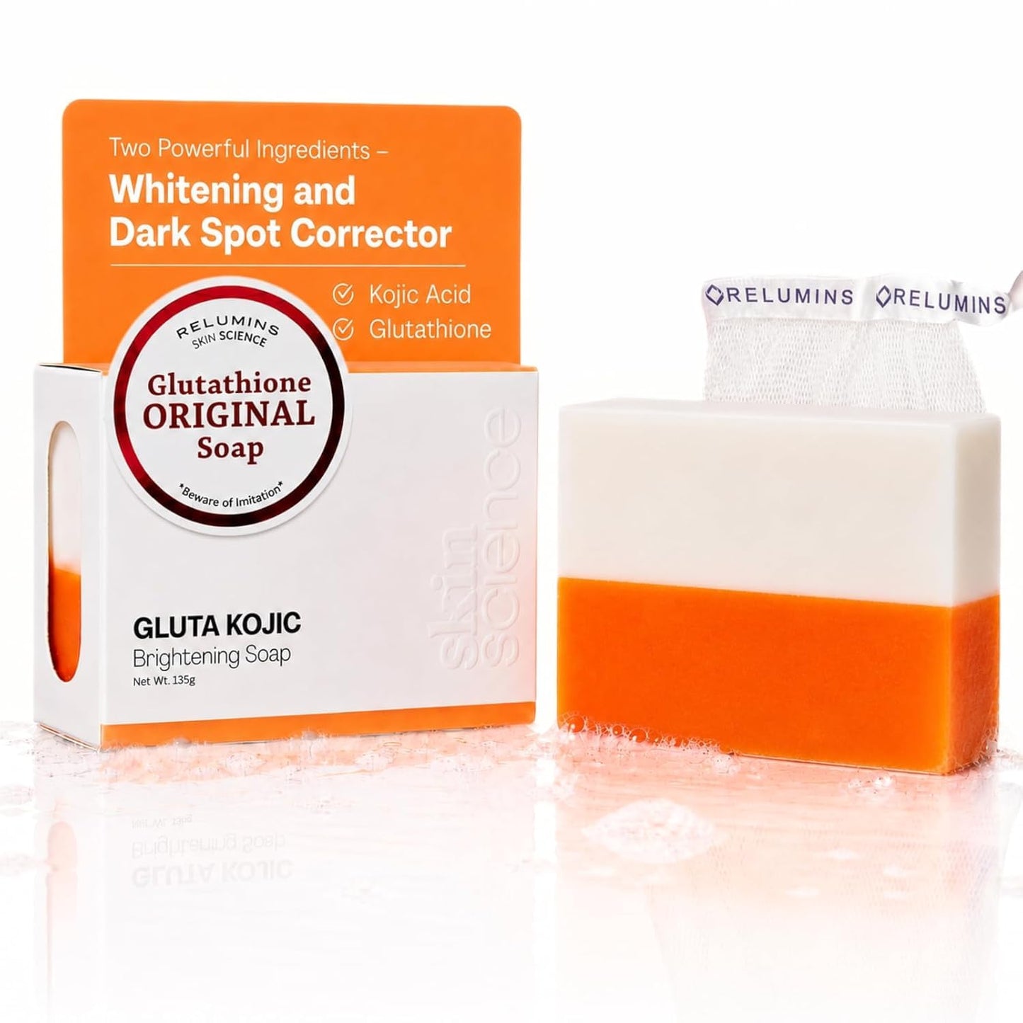 Relumins Glutathione + Kojic Acid Soap Bars Whitening and Darkspot Corrector - Deep Cleansing & Hydrating Soap for Refreshed Skin Perfect - Gentle Beauty & Personal Care Relumins