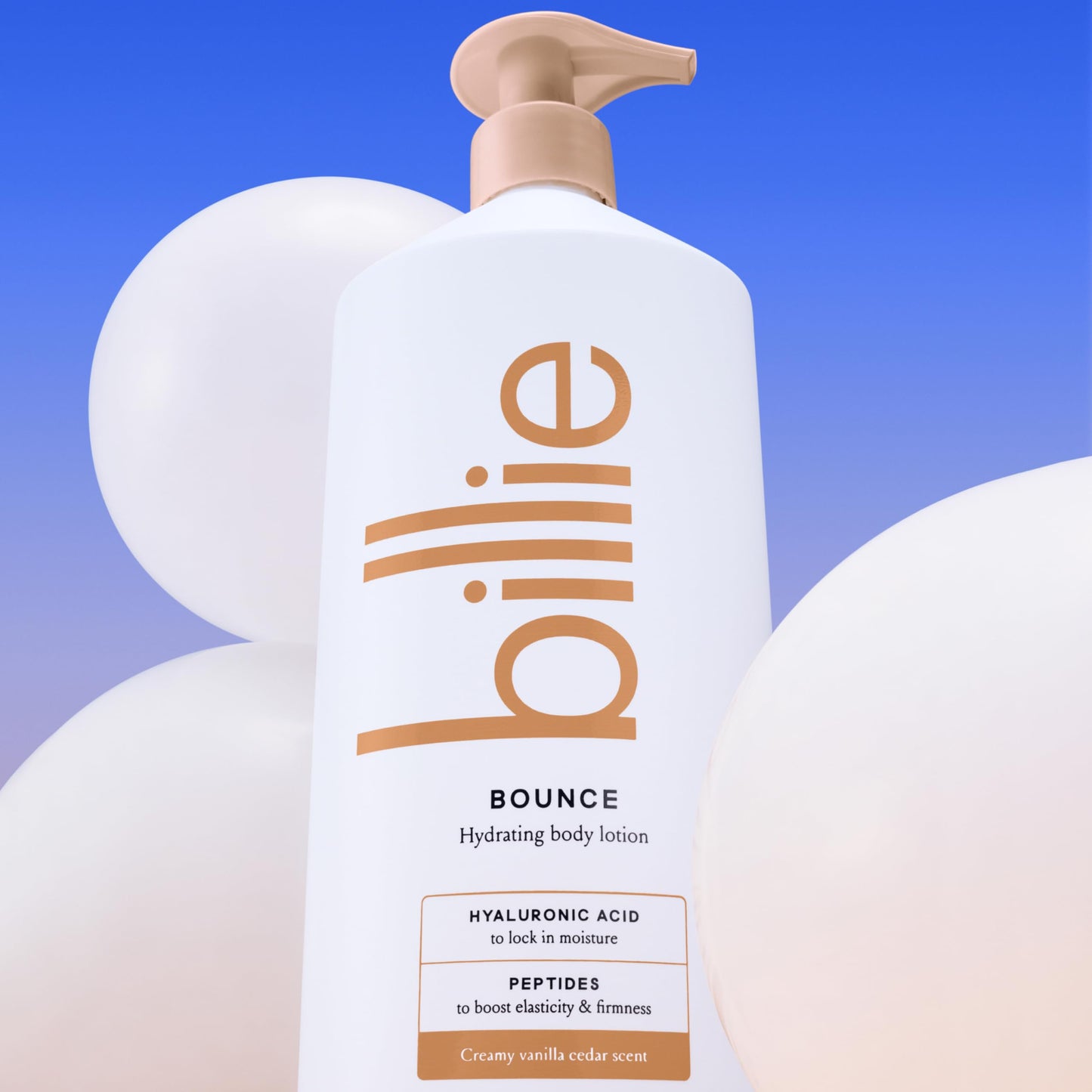 Billie Bounce Hydrating Women's Body Lotion, Vanilla Cedar Scent, with Hyaluronic Acid, 18 fl oz Beauty & Personal Care Billie