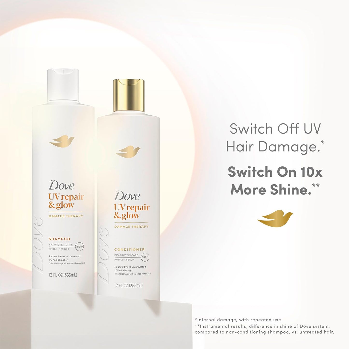 Dove Shampoo, Conditioner & 10-in-1 Radical Recovery Hair Mask, UV Repair & Glow - Damage Therapy Hair Products with Ferulic Serum and BioProtein Care Beauty & Personal Care Dove