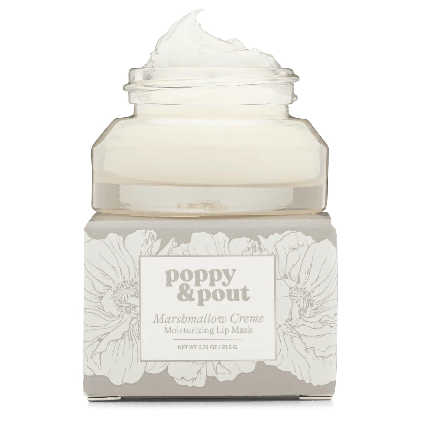 Poppy & Pout Marshmallow Creme Overnight Lip Mask - Soothing Lip Treatment with Shea Butter & Beeswax - Cruelty Free, Recyclable Glass Jar (0.65 oz) Beauty and Personal Care Poppy & Pout
