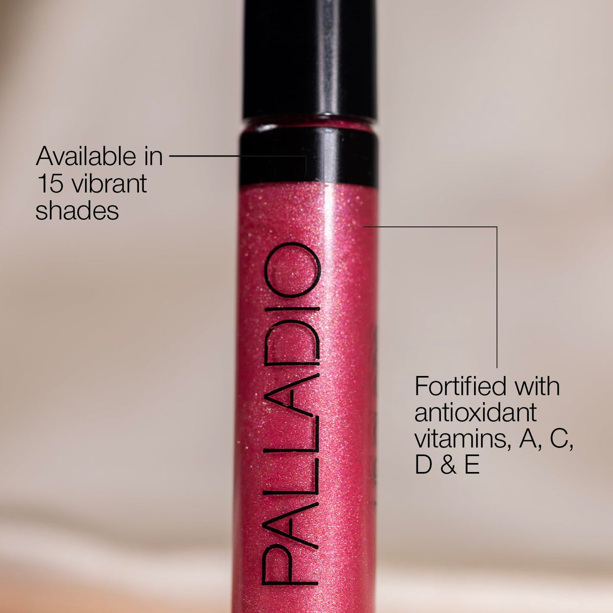Palladio Lip Gloss, Champagne, Non-Sticky, Contains Vitamin E and Aloe, Offers Intense Color and Moisturization, Minimizes Lip Wrinkles, Softens Lips Beauty & Personal Care Palladio