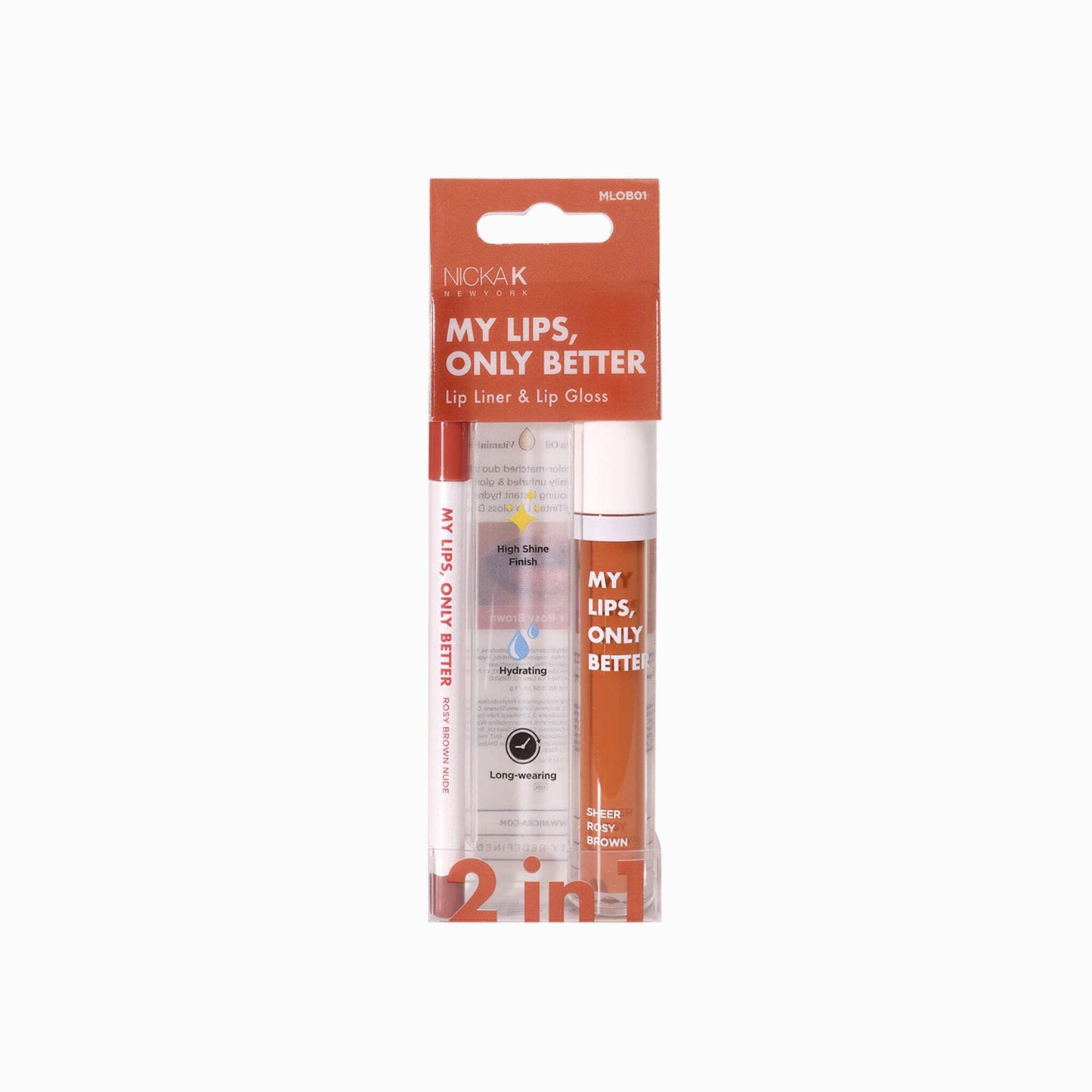 NICKA K NEW YORK, My Lips Only Better, Lip Liner and Lip Gloss, Lip Mask Set (Sheer Rosy Brown) Beauty & Personal Care NICKA K NEW YORK