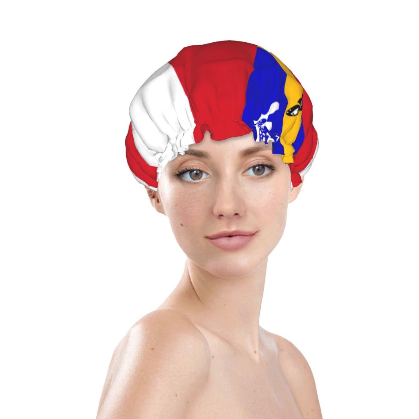 Herm Flag Prints Shower Cap Double Layer Lined Waterproof Bathing Shower Hat Beauty and Personal Care Hayyett