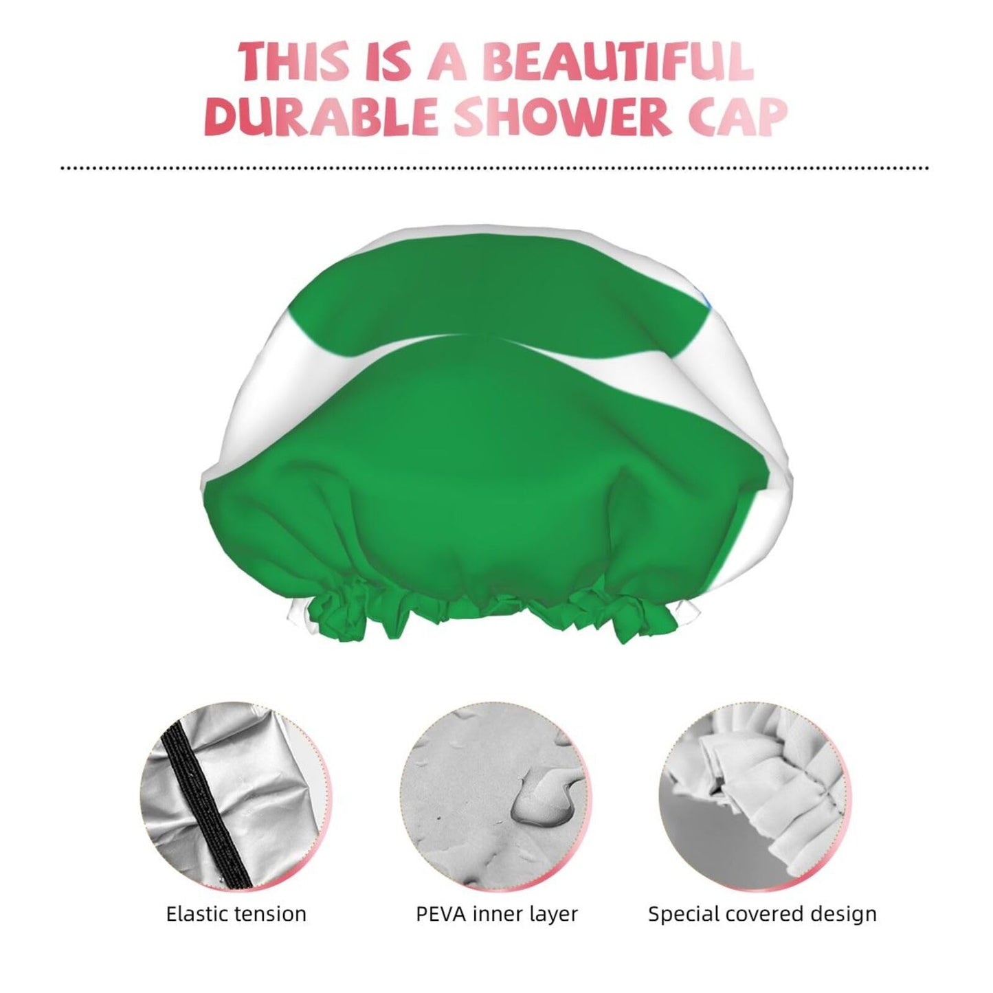 Kabardino Balkaria Flag Prints Shower Cap Double Layer Lined Waterproof Bathing Shower Hat Beauty and Personal Care Hayyett