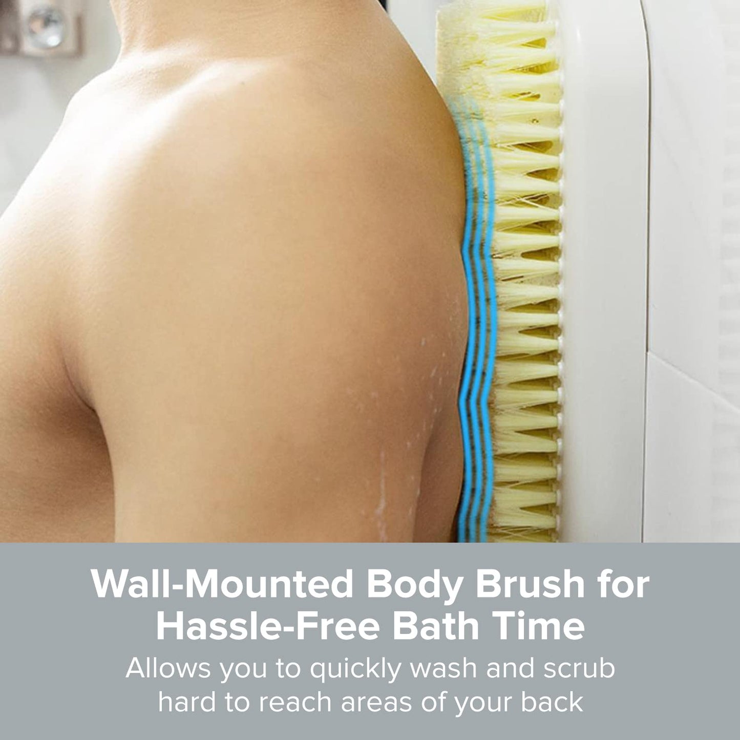 Wall Mounted Back Scrubber for Shower - Large Exfoliating Brush for Shower - Bathing Scrub Brush - Hands-Free Back Brush & Body Scrubber - Shower Beauty and Personal Care Primo Supply