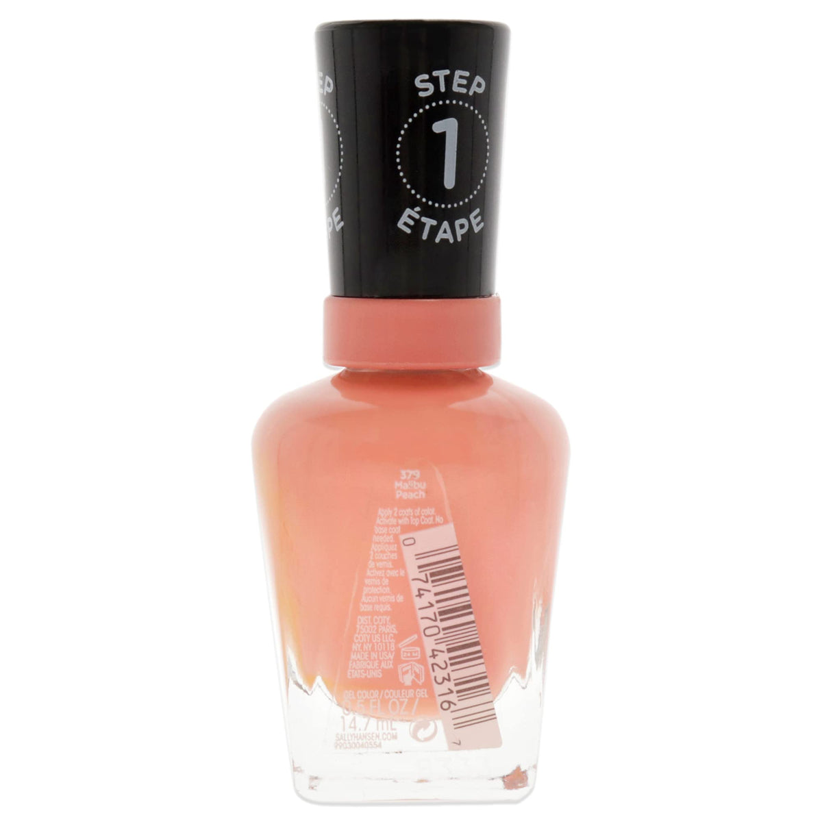 Sally Hansen Miracle Gel Nail Polish, Shade Malibu Peach 379 (Packaging May Vary)