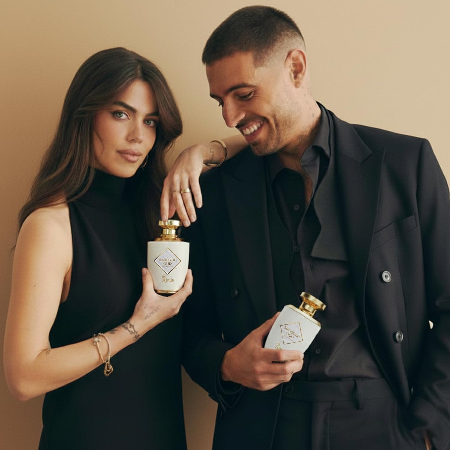 AHUJA Majestic Oud Eau De Parfum 3.4 fl oz - Unisex Perfume for Men & Women, Long Lasting Luxury Fragrance with Oud, Vanilla, Raspberry, Rose, Peony Beauty & Personal Care AHUJA