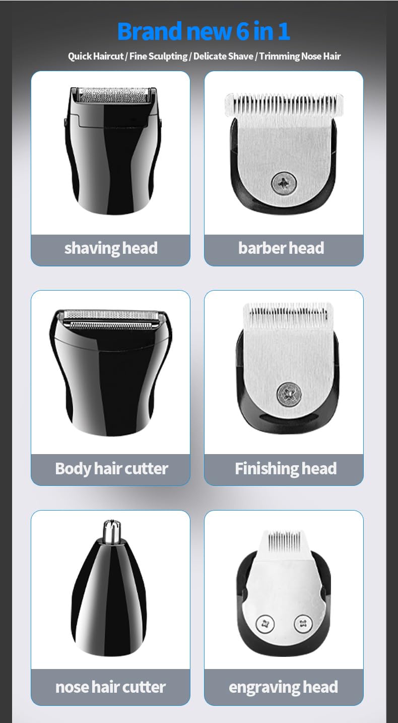 GLESVOWIO Multifunctional Beard Trimmer for Men 6 in 1 Hair Clippers Kit Precision Cordless Grooming for Body Nose Ear with Foil Razor Beauty and Personal Care GLESVOWIO