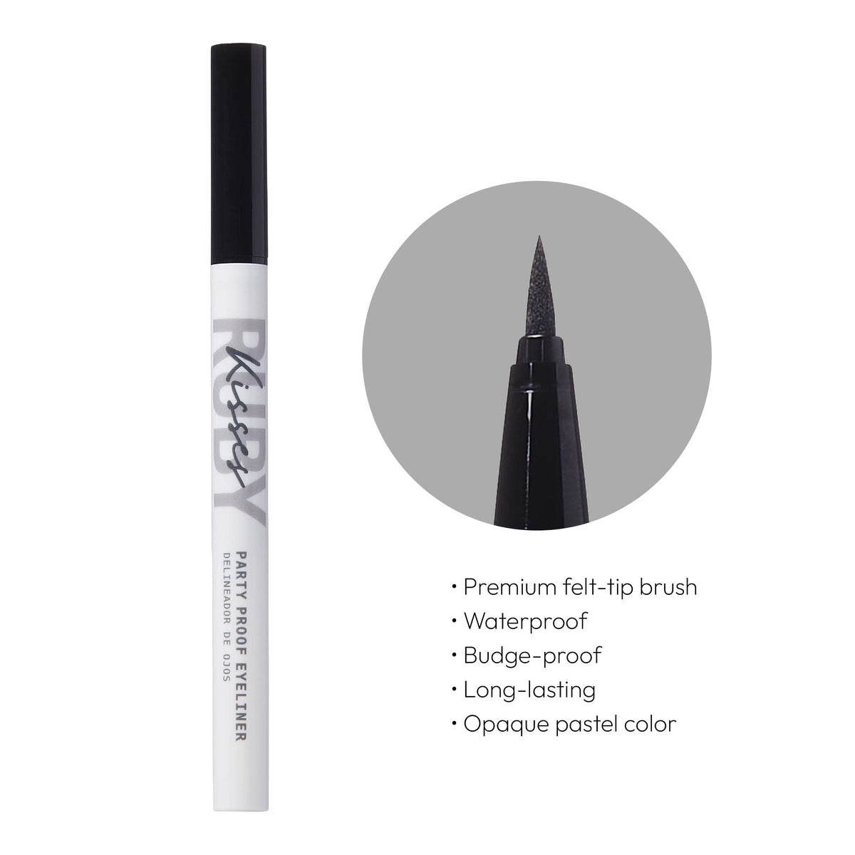 Ruby Kisses Party Proof Eyeliner, Pastel Colors Premium Felt-tip Waterproof Long-lasting Eyeliner (Pitch Black) Beauty & Personal Care Ruby Kisses