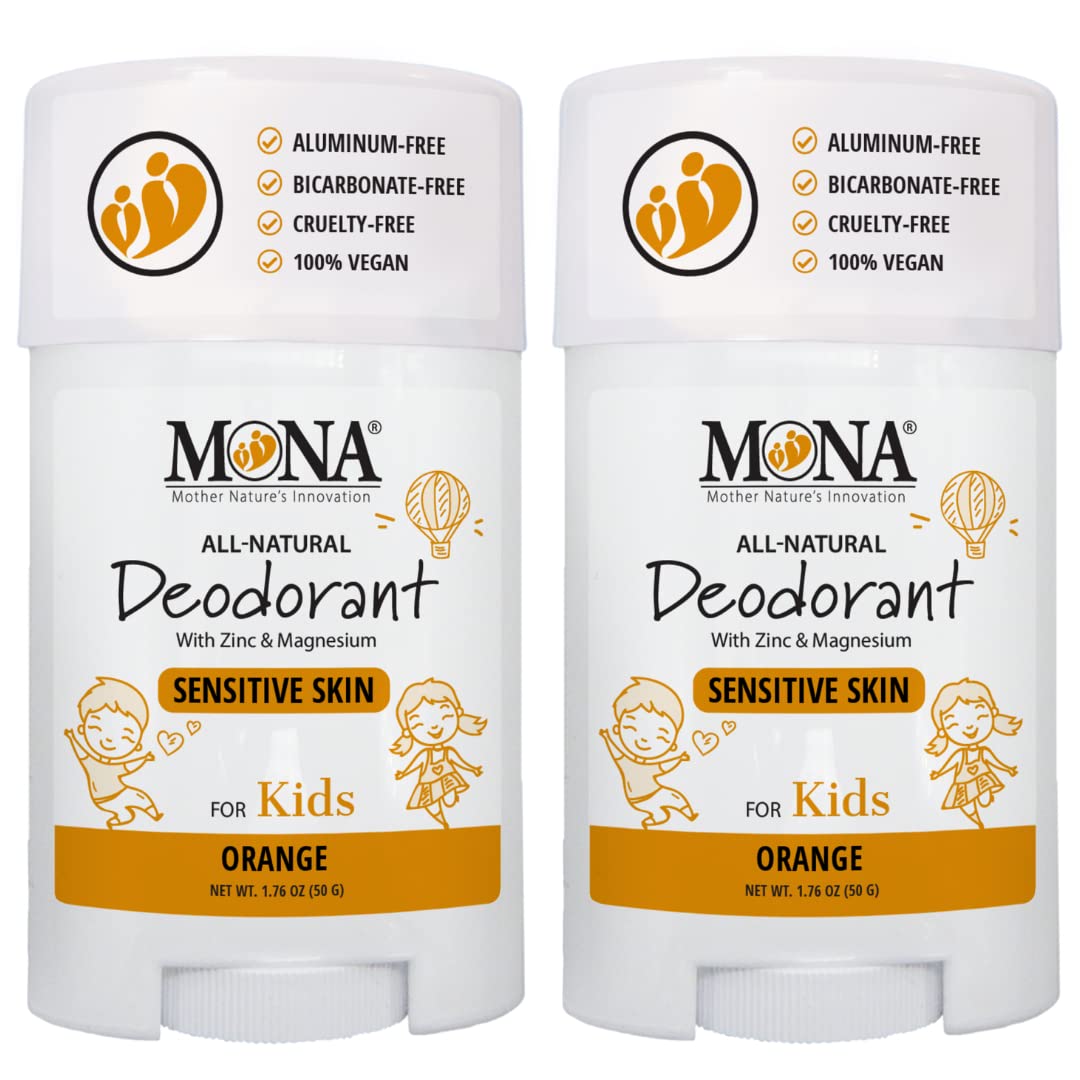 MONA 100% Natural Deodorant for Kids - Safe For Girls & Boys with Sensitive Skin - Baking Soda Free, Aluminum Free - Vegan, Non-GMO, Gluten Beauty and Personal Care MONA