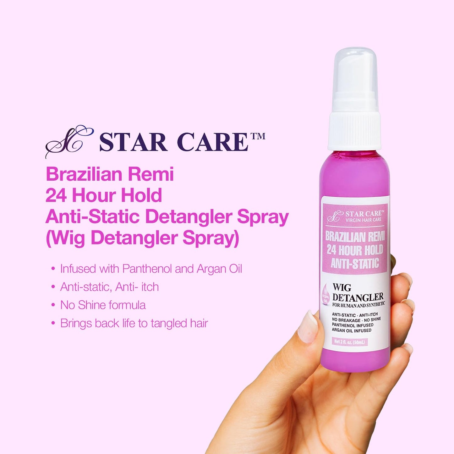 STAR CARE Brazilian Remi 24 Hour Hold Anti-Static Detangler Spray (Wig Detangler Spray) Beauty & Personal Care STAR CARE