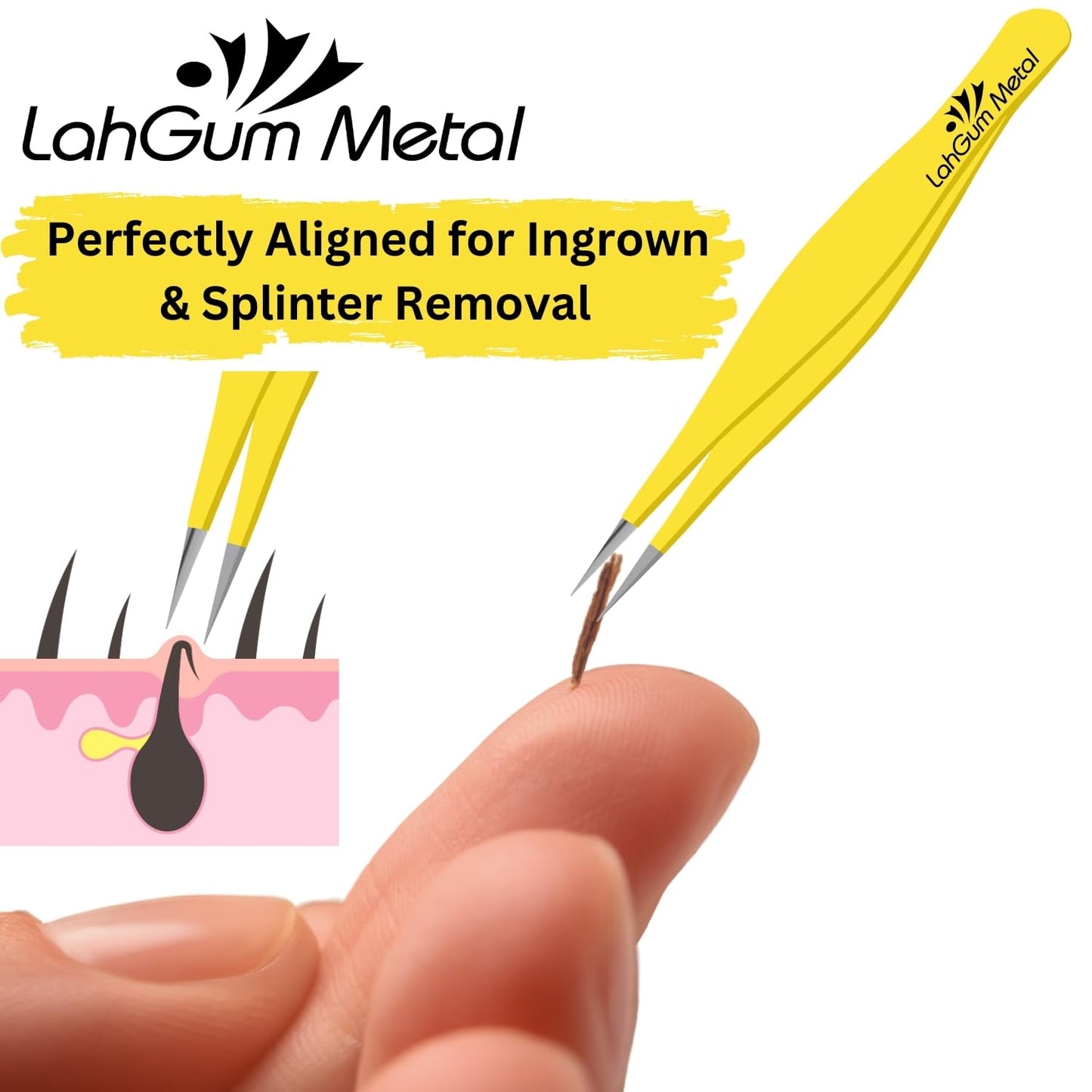 Super Sharp Pointed Tweezers Precision Fine Point Tip Ingrown Hair Tweezers Kit Best Pointed Tweezers For Women Chin Hair Removal, Extra Thin Tweezers Beauty and Personal Care LahGum Metal