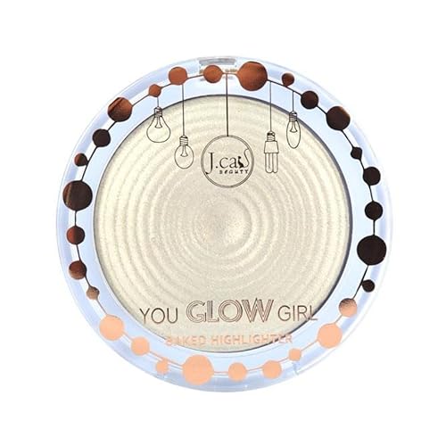 J.Cat Beauty You Glow Girl Compact Multi-Dimensional Highlighter, Highly Pigmented, Shimmery Baked Highlighter for Luminous Finish, White Goddess Beauty & Personal Care J.CAT BEAUTY