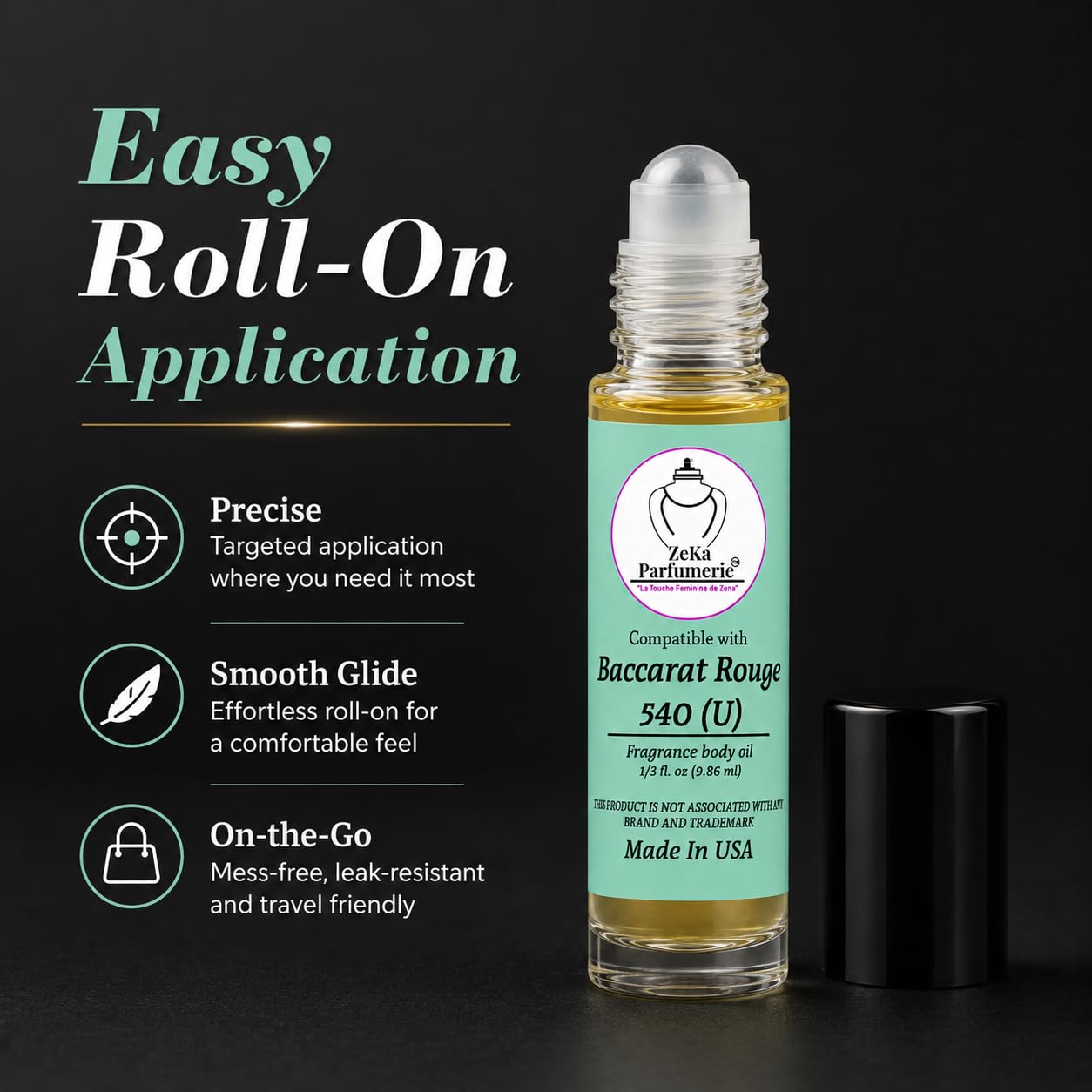 ZEKA PARFUMERIE Compare to Aroma and Compatible with Baccarat Rouge 540 for Woman and Men Fragrance Body Oil on 1/3 oz (9.86ml) size Roll-On Botlle Beauty & Personal Care ZEKA PARFUMERIE