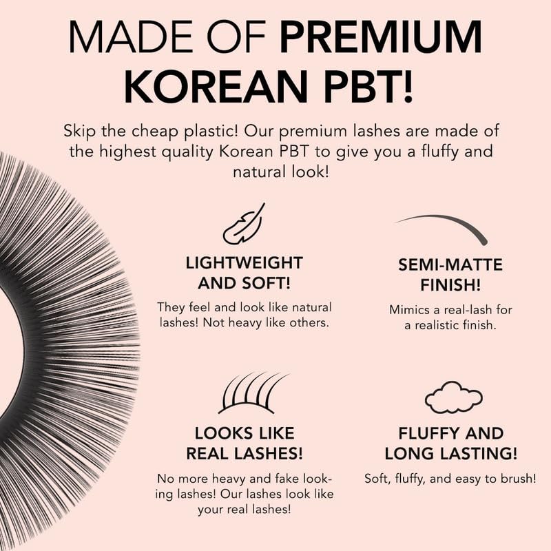 KIARA SKY LASH Premium Cashmere Easy Fan Lash Extensions | Soft Semi-matte natural finish | Fans like Butter | For Professional Eyelash Extensions Use