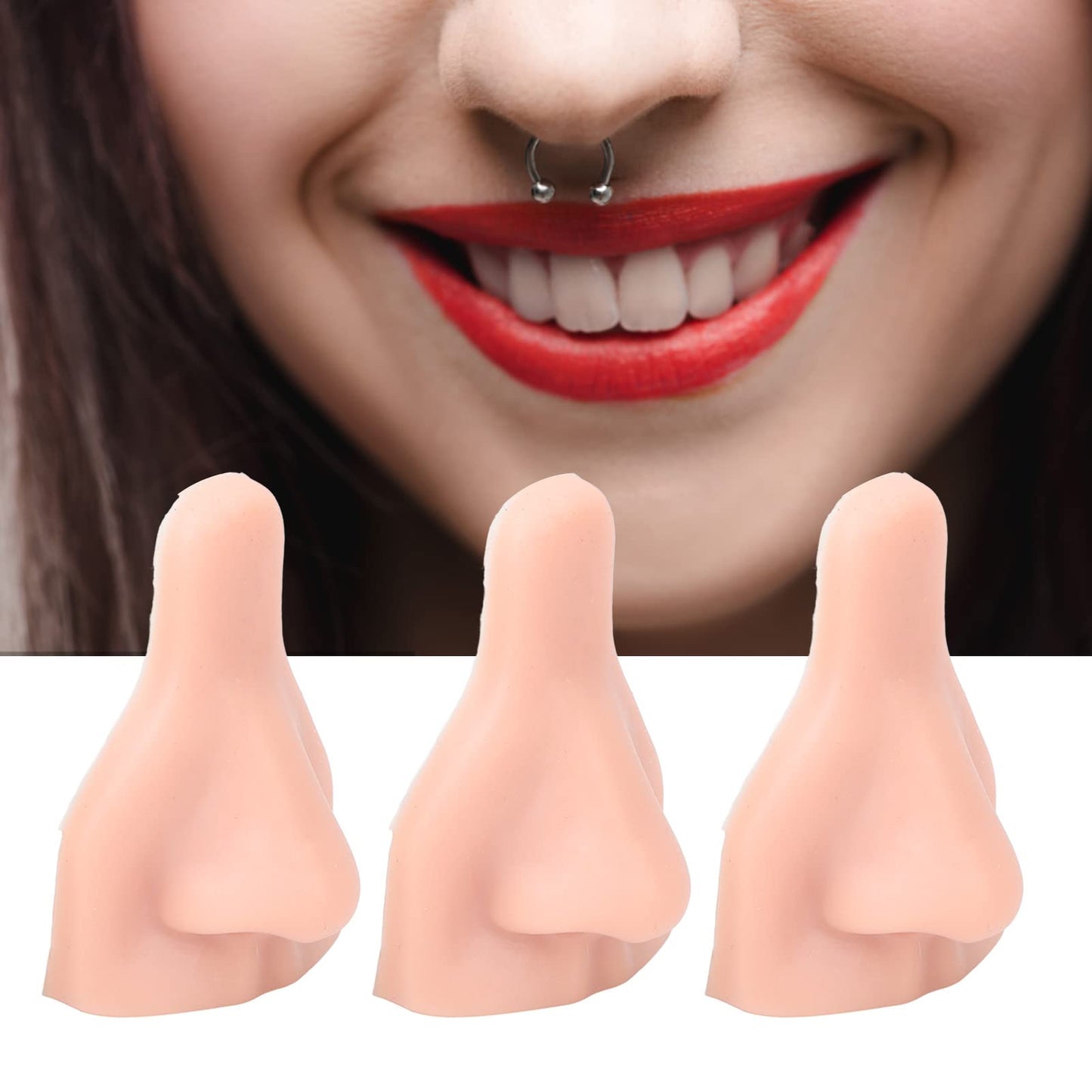 JTLB 3PCS Silicone Nose Model, Soft Flexible Reusable Simulation 3D Silicone Nose Model for Jewelry Display,Practice Teaching Instructions (Light Skin Beauty and Personal Care JTLB