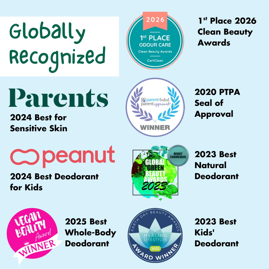 MONA UNSCENTED 100% Natural Deodorant for Kids, Preteens & Teens - Clean Beauty Award Winner - No Baking Soda, Synthetic Scents or Aluminum - Safe Beauty and Personal Care MONA