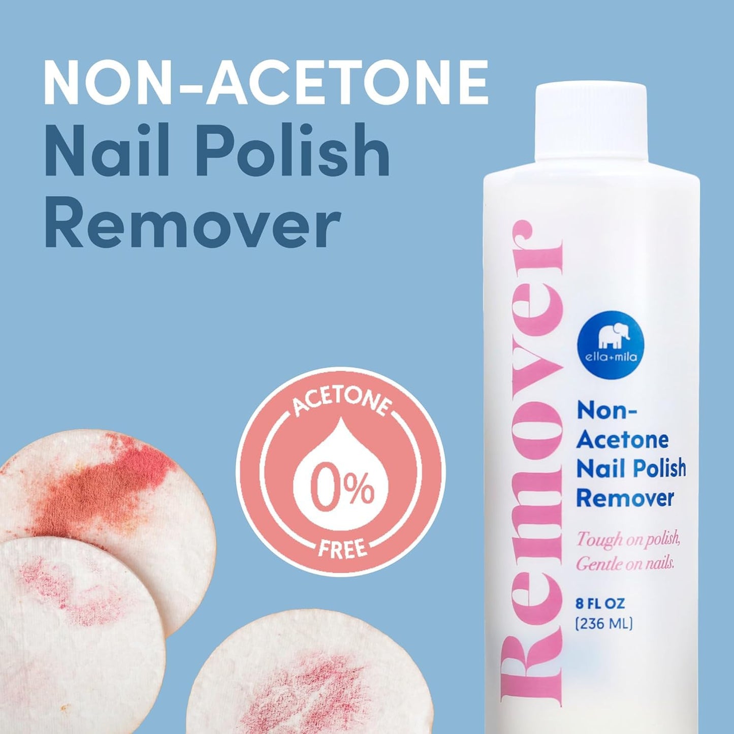 ella+mila Conditioning Nail Polish Remover - Non-Acetone, 8 fl oz Beauty and Personal Care ella+mila