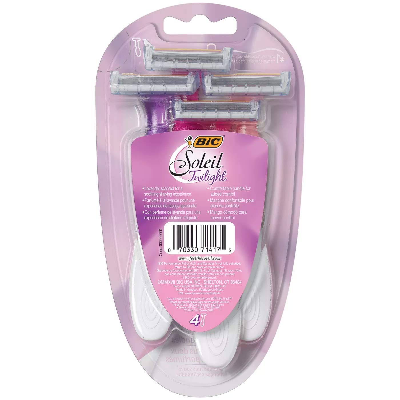 Bic Soleil Twilight, Triple Blade Disposable Shavers for Women 4 ea (Pack of 5) Beauty and Personal Care BIC