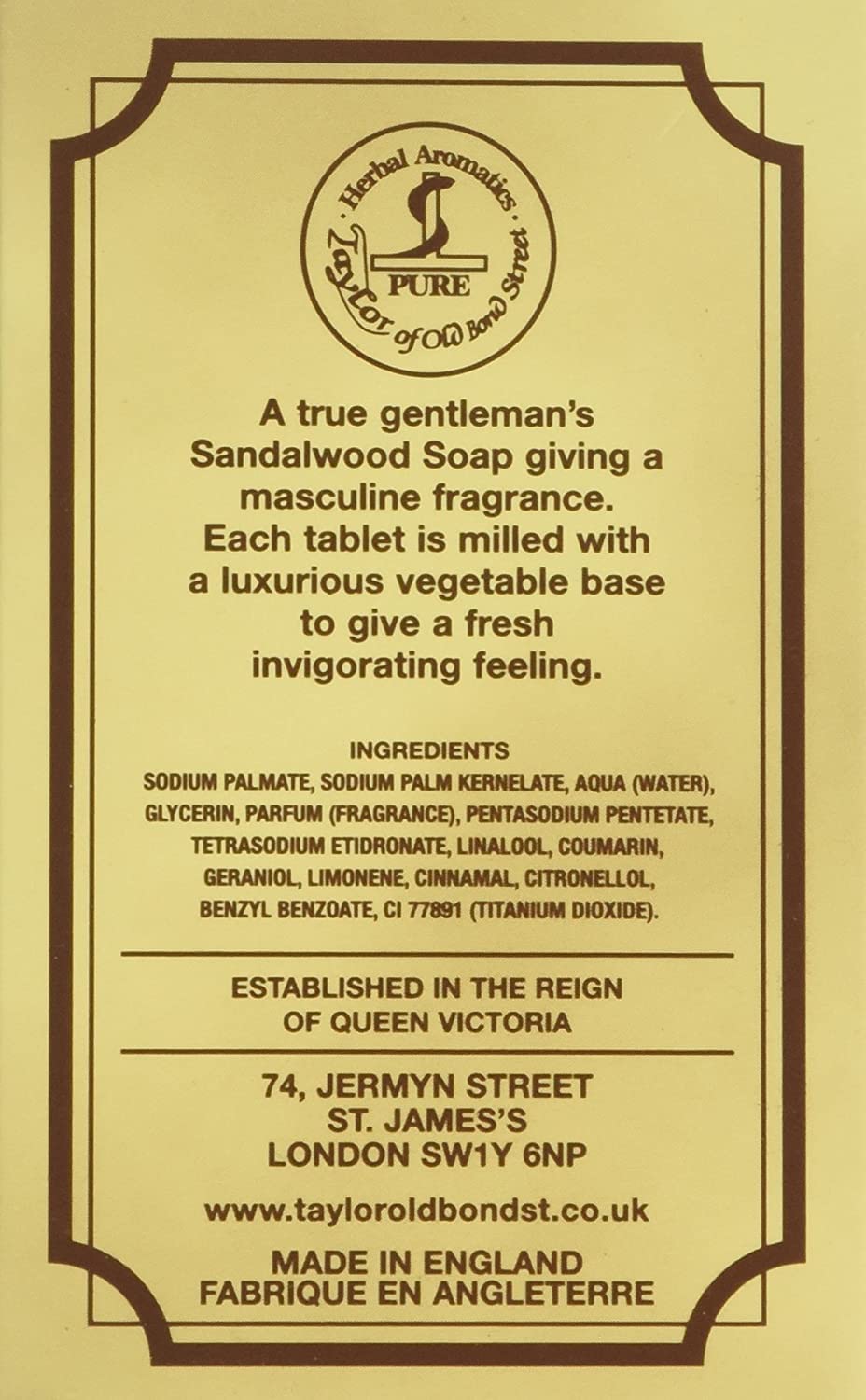Sandalwood Bath Soap 200g soap bar by Taylor of Old Bond Street Beauty & Personal Care Taylor of Old Bond Street