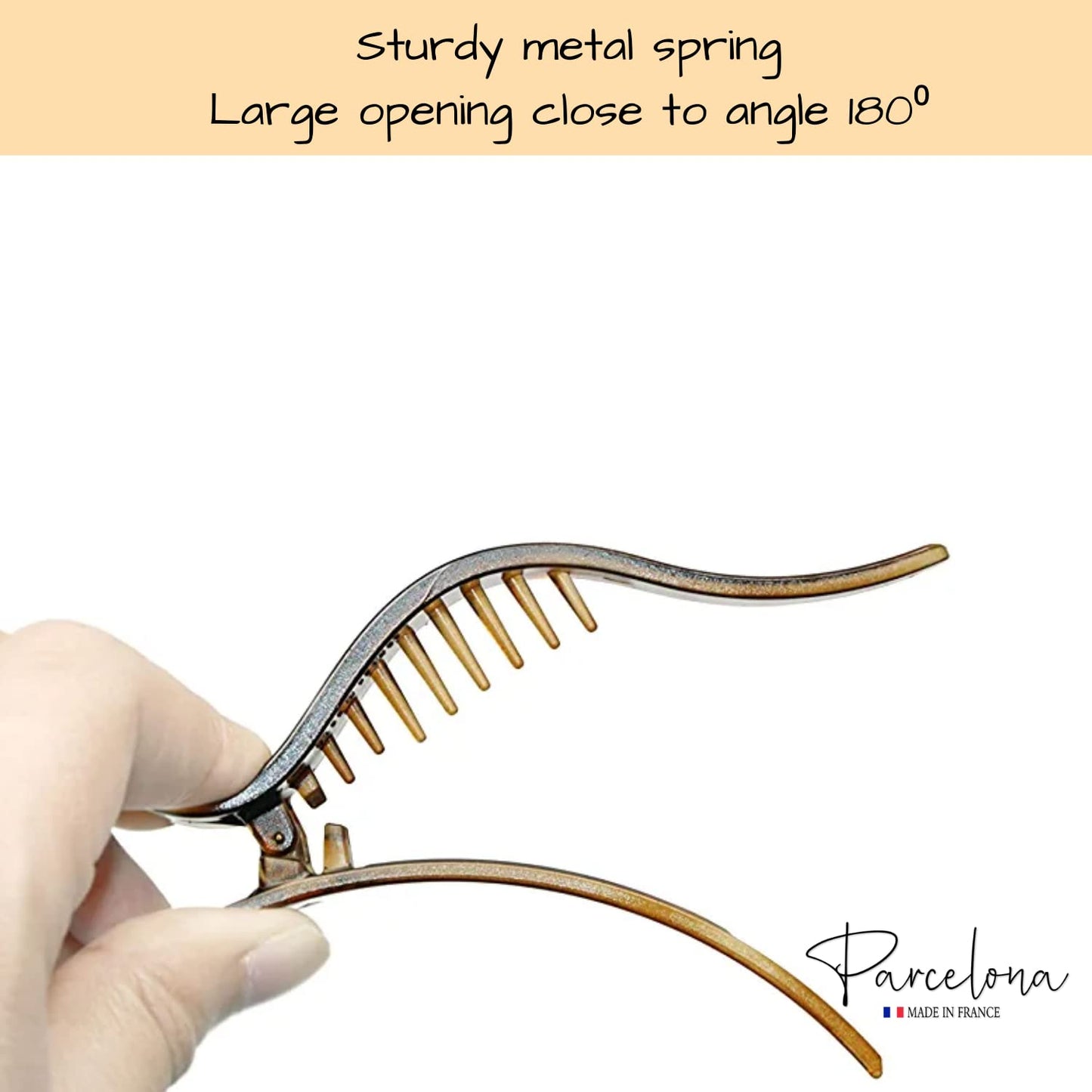 Parcelona French Brill Beak Medium 4 1/2" Shell Small Salon Hinge Slide in Beak Slider Claw Clip Clamp for Women Beauty & Personal Care Parcelona