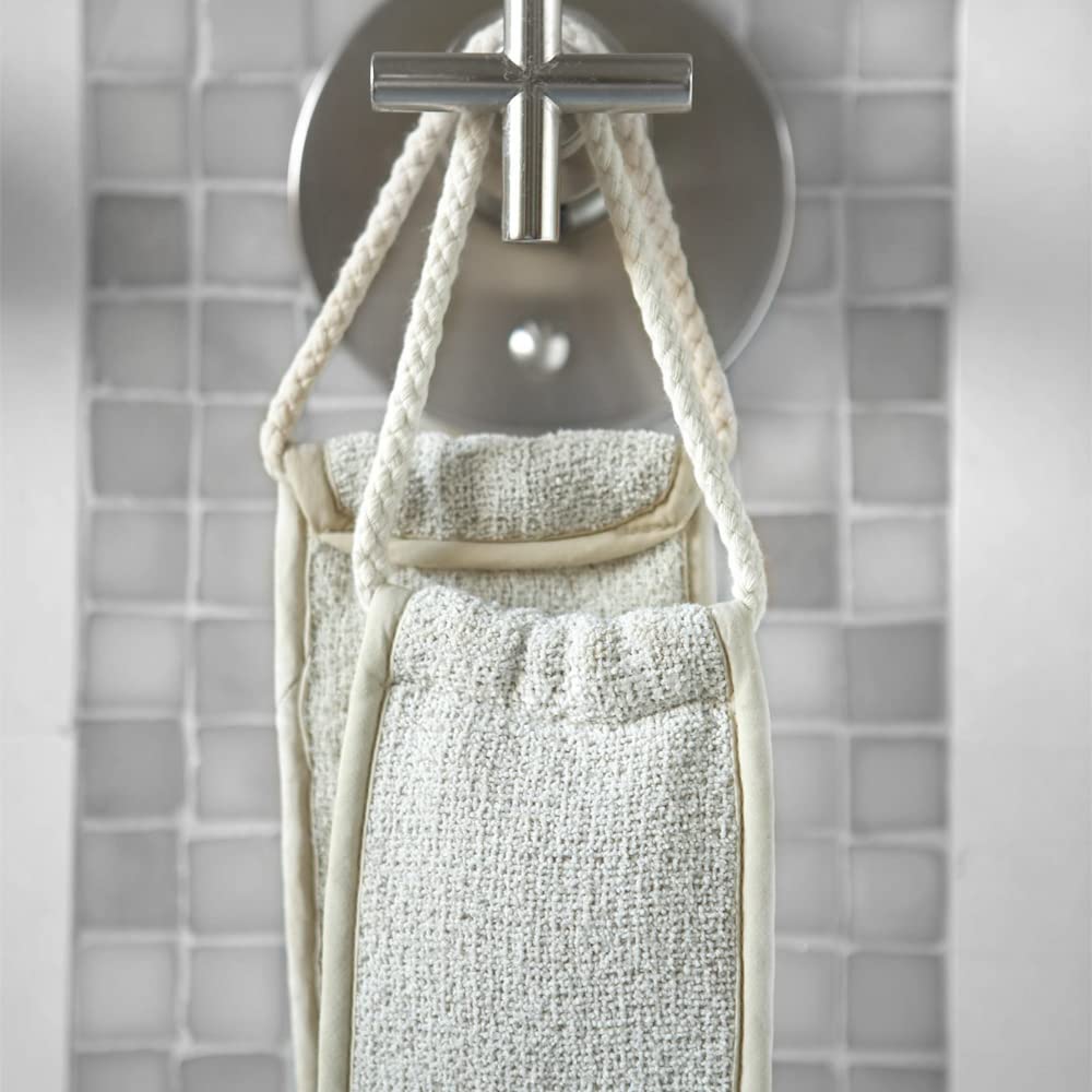 AQUIS Double-Sided Exfoliating & Cleansing Back Scrubber, Fast Drying, Ultra-Durable Microfiber, Linen Beauty & Personal Care AQUIS