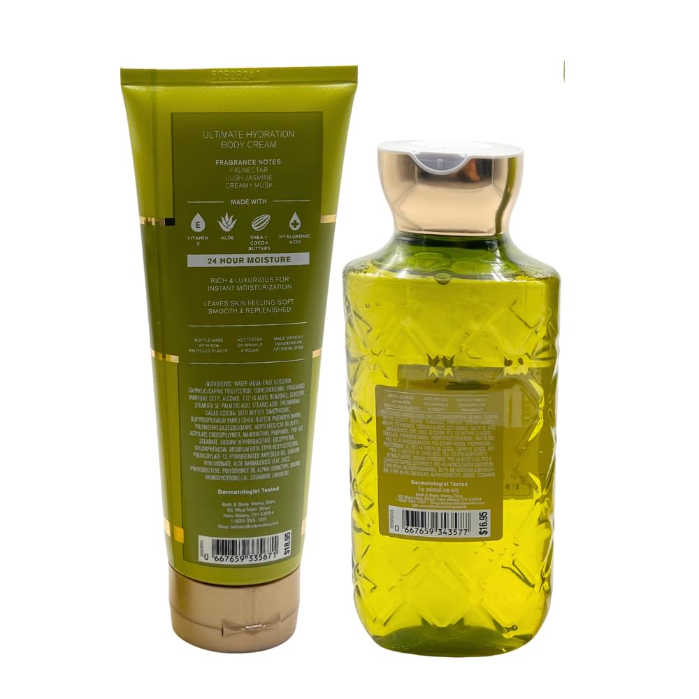 Bath & Body Works GUILTY AS FIG Body Wash & Ultimate Hydration Body Cream 2-piece Gift Set with a Red Bow for Holidays - Full Size Beauty and Personal Care Bath & Body Works