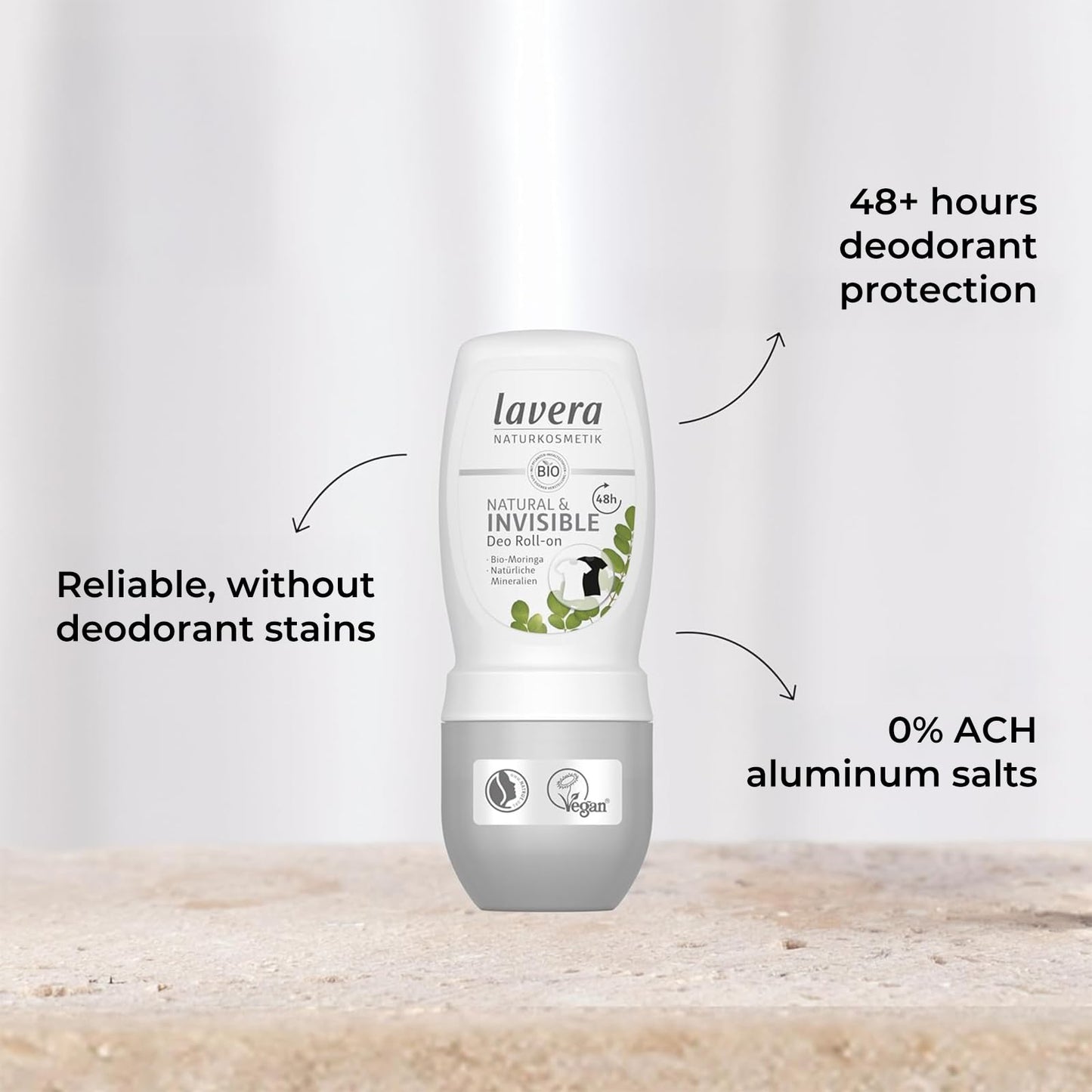 lavera Deo Roll-On NATURAL & INVISIBLE 48h - vegan - natural cosmetics - with organic moringa & natural minerals - no aluminium - climate neutral Beauty and Personal Care lavera