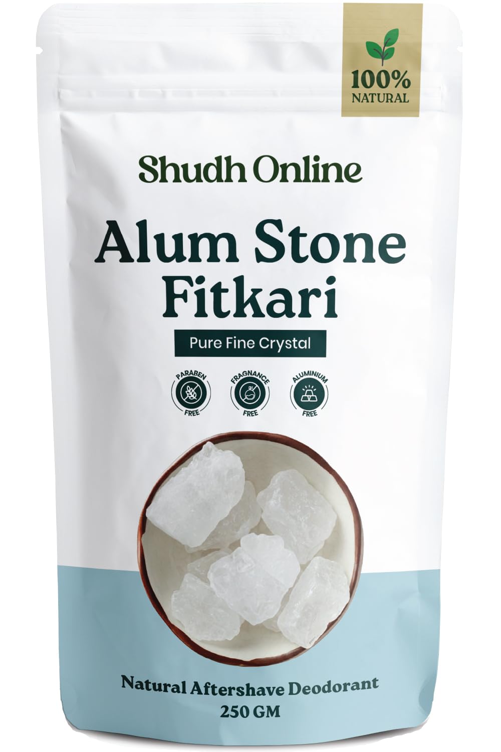 Alum Stone for Face (3.5 oz - 0.2 lb) Piedra de Alumbre para Lavado Intimo - Natural Fitkari Stone for Shaving - Phitkari Alum Crystal Rocks Beauty and Personal Care Shudh Online