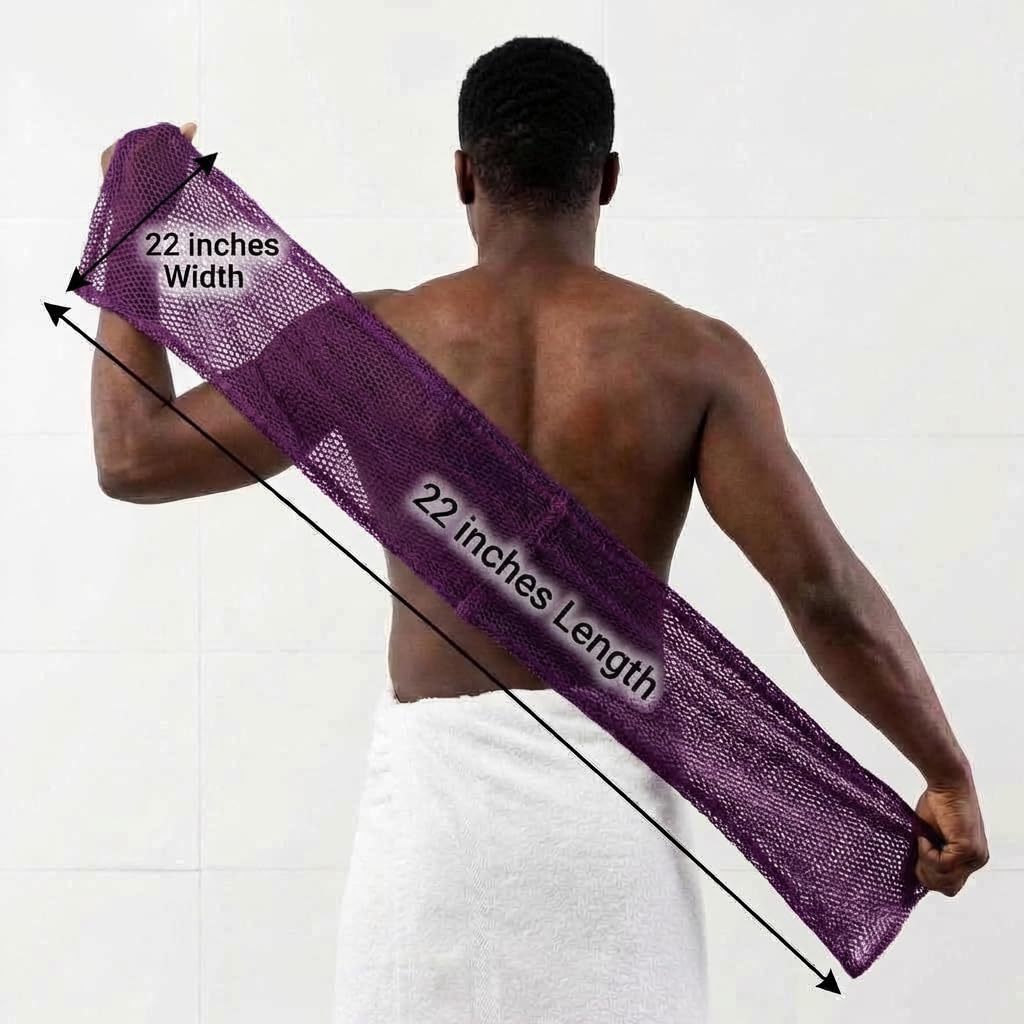 African net Sponge Authentic with Knots, Real, Long, exfoliating net Sponge with 12 Colors for Sale Made for Both Men and Women as a Hygiene Essential Beauty and Personal Care AFRICANA BEAUTY