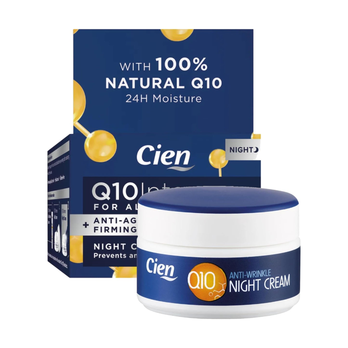 Set of 2 x 50 ml Cien Anti-Wrinkle DAY + NIGHT CREAM - with q10, Hyaluronic Acid & Vitamin E by Cien Beauty & Personal Care Cien