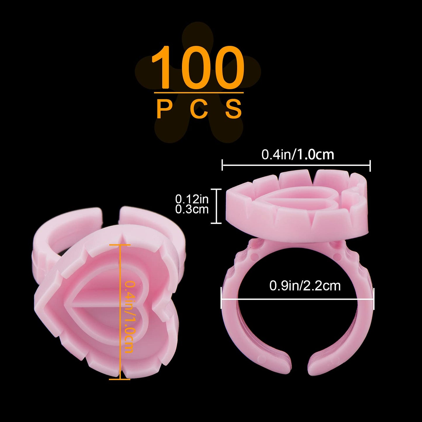 Eyelash Extension Supplies, 100PCS Volume Heart Glue Rings for Lashes Fan, Lash Glue Holder Ring Cups, Eyelash Glue Rings for Lash Extension Supplies Beauty & Personal Care Beauty Junko Pro