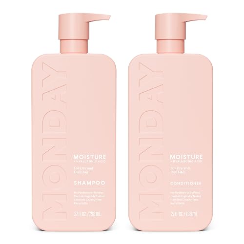 MONDAY HAIRCARE Moisture Shampoo + Conditioner Bathroom Set (2 Count) 27 oz Each for Dry, Coarse, Stressed, Frizzy Hair, Made with Coconut Oil, Rice Beauty & Personal Care MONDAY HAIRCARE