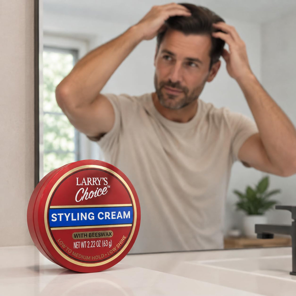 Larry's Choice Styling Cream with Beeswax, Low to Medium Hold, Low Shine, 2.22 oz