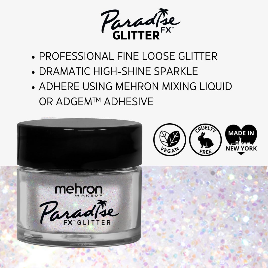 Mehron Makeup Paradise Glitter FX | Professional Cosmetic for Makeup & Art | Vibrant & Shimmering Loose Glitter .25 oz (7 g) (White) Beauty & Personal Care Mehron