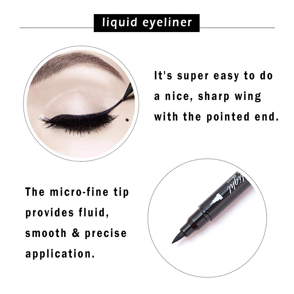 Face Stamp & Eyeliner Set, 4 PCs Black Shape Stamps and Felt Eye Liners, Dual ended 2-in-1 Eye Makeup Pen Beauty & Personal Care Linble