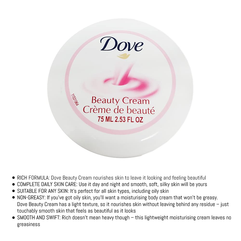 Dove Nourishing Body Care Face, Hand and Body Beauty Cream for Normal to Dry Skin Lotion for Women with 24 Hour Moisturization, 2.53 FL OZ (Pack of 6) Beauty and Personal Care Dove