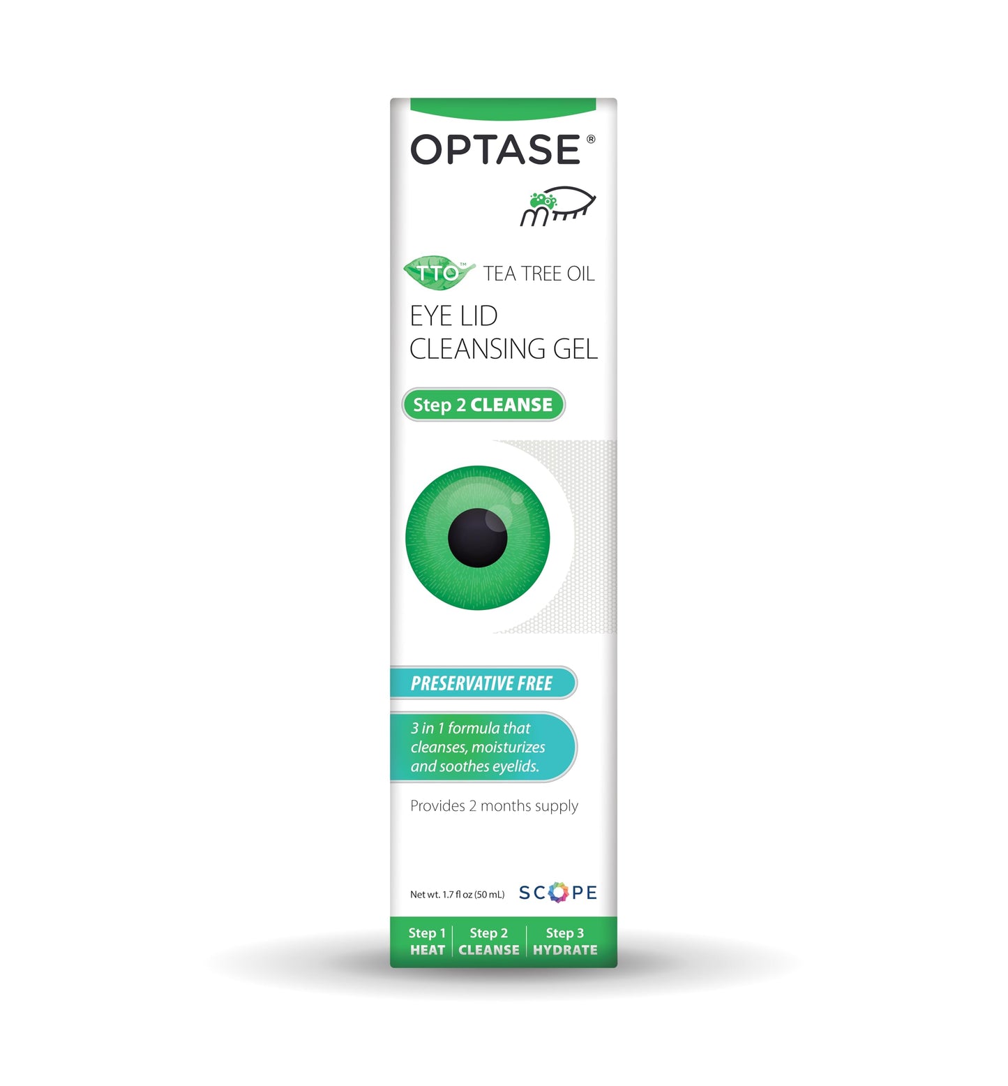 OPTASE TTO Eyelid Cleansing Gel, 1.7 fl oz - Tea Tree Oil Eyelid Cleanser for Gentle Daily Lid and Lash Cleansing - Made With Hyaluronic Acid Beauty & Personal Care Optase