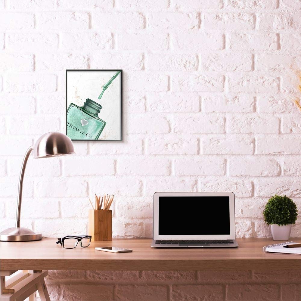 Stupell Industries Makeup Nail Polish Brush Cyan Drip Fashion Design Framed Wall Art, Multi-Color Beauty & Personal Care Stupell Industries