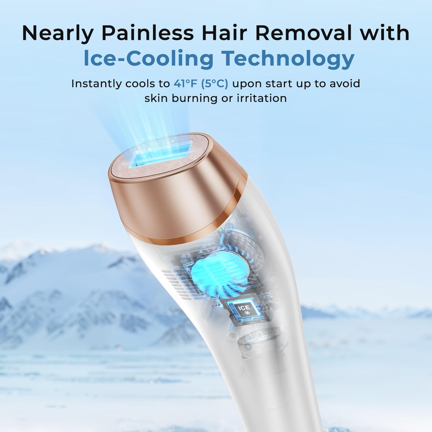 IPL Laser Hair Removal Device for Women and Men, 41°F Ice-Cooling Painless Technology, 21J High Energy for 99% Hair Reduction, Unlimited Flashes Beauty and Personal Care Ubroo