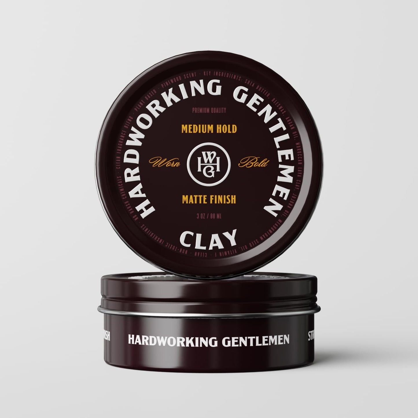 Hardworking Gentlemen - Medium Hold Hair Clay - Mens Hair Clay - ALL NATURAL ingredients - Matte Finish - Holds All Day - 2oz. (Medium Hold) Beauty & Personal Care Hardworking Gentlemen