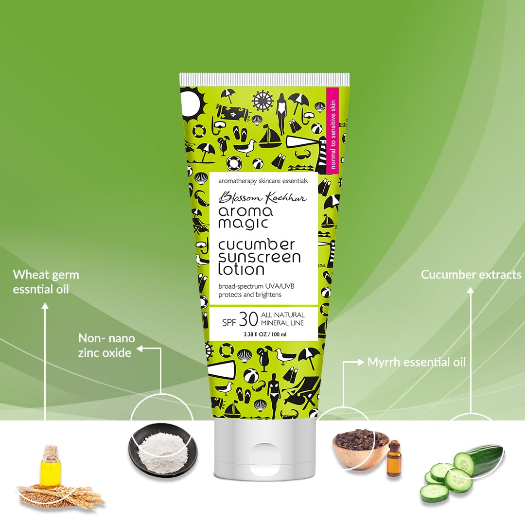 Aroma Magic Cucumber Sunscreen Lotion with SPF 30 | Non-Nano Zinc Oxide Mineral Sunblock | Broad Spectrum UVA/UVB Sun Protection | Soothes & Cools Beauty & Personal Care Aroma Magic