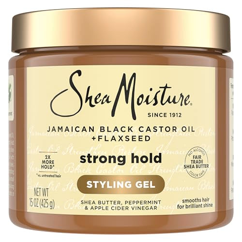 SheaMoisture Strong Hold Styling Gel+Flaxseed Jamaican Black Castor Oil Gives Controlled Style,AllDay Hold,Infused With Castor Seed Oil,SheaButter Beauty & Personal Care SheaMoisture