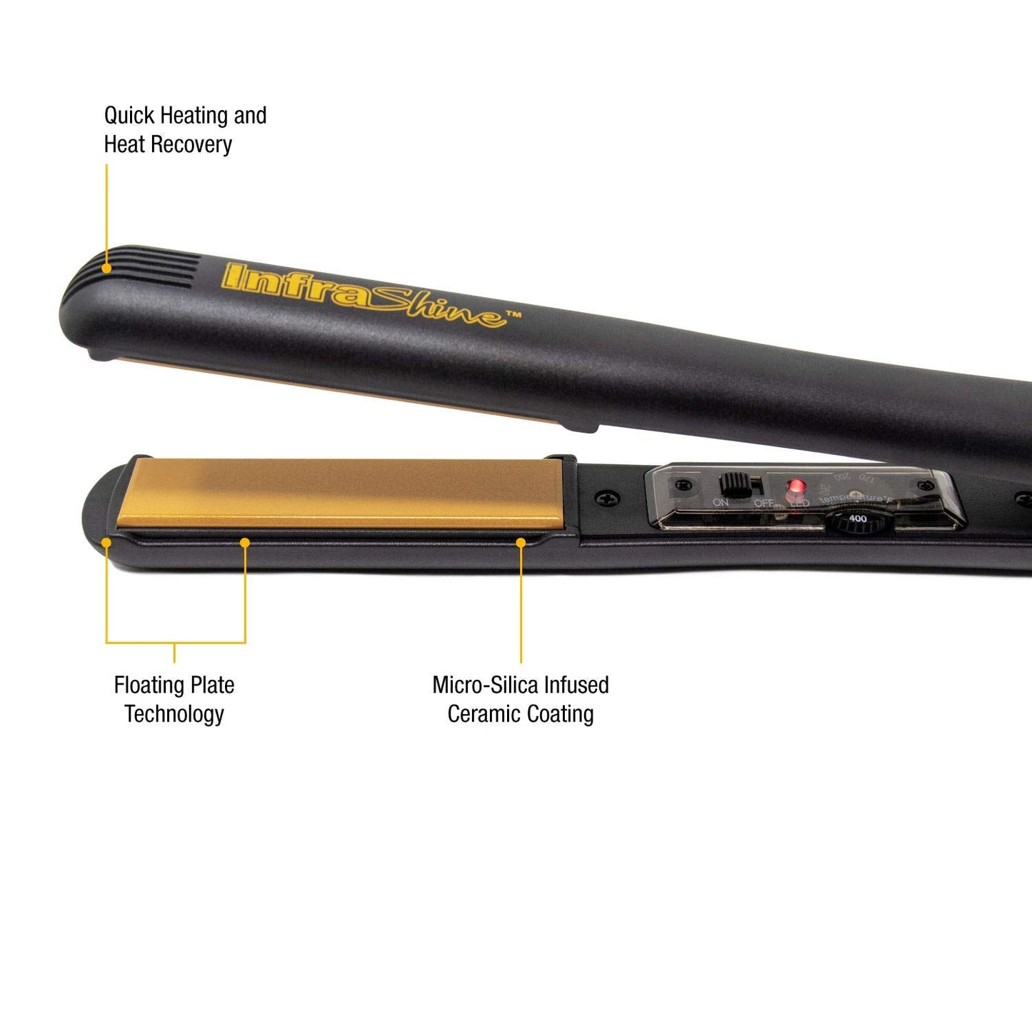 Infrashine Original Medium Flat Iron, 1 inch, Black - Ceramic Floating Plates for Smooth, Shiny, Frizz-Free Hair - 1 Year Warranty, Made in Korea Beauty & Personal Care INFRASHINE