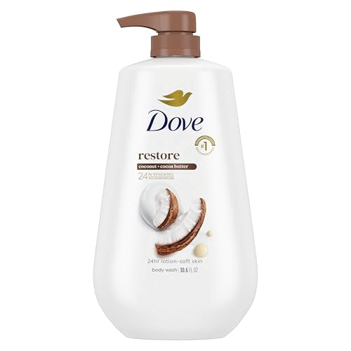 Dove Body Wash with Pump Restore Coconut & Cocoa Butter for 24hr Lotion-Soft Skin Moisturizing Skin Cleanser with No Sulfates No Parabens 30.6 Oz Beauty & Personal Care Dove