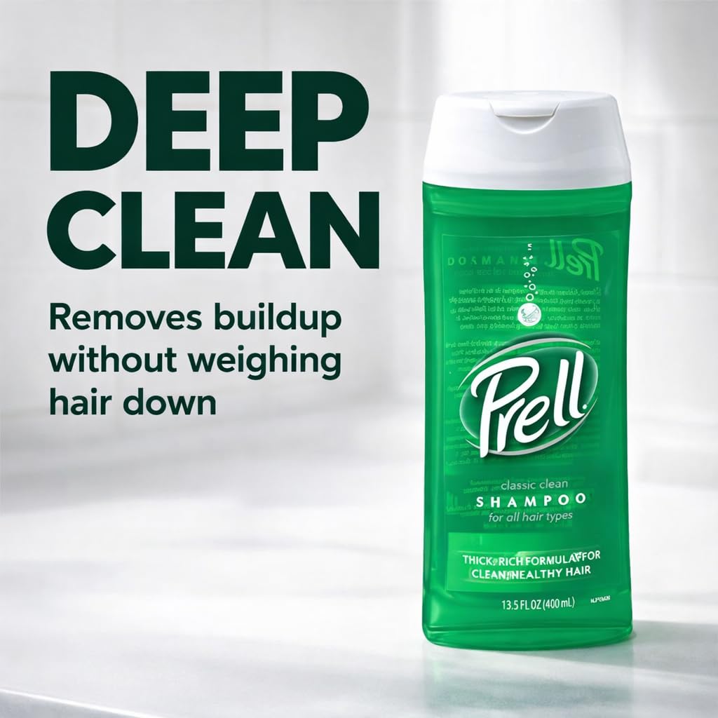 Prell Original Green Shampoo - Classic Clean Deep Cleansing Shampoo for Men & Women | 13.5 oz | 2 Pack